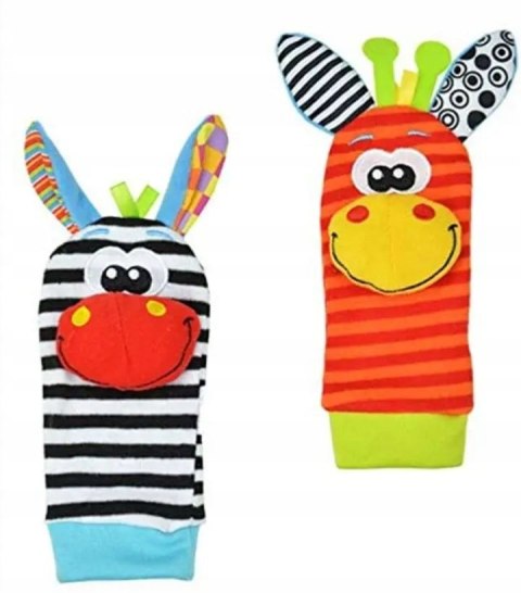 2x Skarpetki i 2x Opaski z Grzechotką Dla Niemowląt Sensoryczne Miękkie 3D