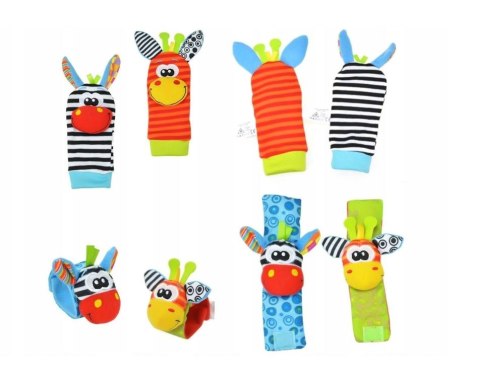 2x Skarpetki i 2x Opaski z Grzechotką Dla Niemowląt Sensoryczne Miękkie 3D