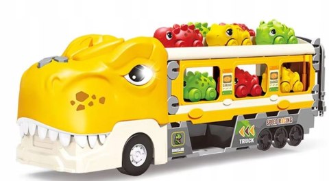 DINOZAUR Ciężarówka Auta Tor Wyścigowy Laweta Nauka Znaków Drogowych