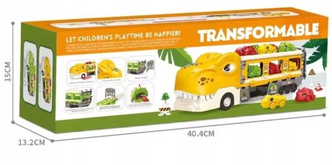 DINOZAUR Ciężarówka Auta Tor Wyścigowy Laweta Nauka Znaków Drogowych