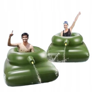 DUŻY DMUCHANY CZOŁG Z Armatką Wodną Dla Dzieci Dorosłych Ponton Materac