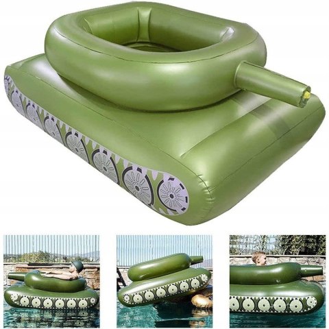 DUŻY DMUCHANY CZOŁG Z Armatką Wodną Dla Dzieci Dorosłych Ponton Materac