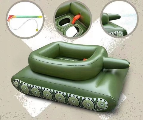 DUŻY DMUCHANY CZOŁG Z Armatką Wodną Dla Dzieci Dorosłych Ponton Materac