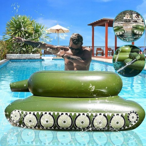 DUŻY DMUCHANY CZOŁG Z Armatką Wodną Dla Dzieci Dorosłych Ponton Materac