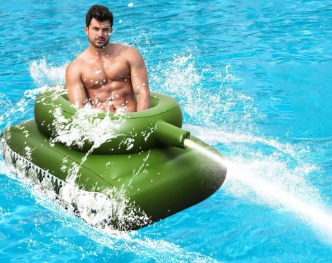 DUŻY DMUCHANY CZOŁG Z Armatką Wodną Dla Dzieci Dorosłych Ponton Materac