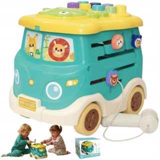 DUŻY Interaktywny Autobus Edukacyjny Montessori Młoteczek Sorter Wbijak