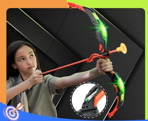 DUŻY ŁUK ŚWIECĄCY LED ZESTAW STRZELECKI STRZAŁY TARCZA KOŁCZAN BEZPIECZNY