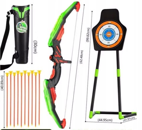 DUŻY ŁUK ŚWIECĄCY LED ZESTAW STRZELECKI STRZAŁY TARCZA KOŁCZAN BEZPIECZNY