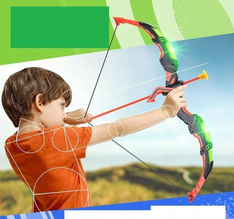 DUŻY ŁUK ŚWIECĄCY LED ZESTAW STRZELECKI STRZAŁY TARCZA KOŁCZAN BEZPIECZNY