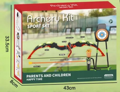 DUŻY ŁUK ŚWIECĄCY LED ZESTAW STRZELECKI STRZAŁY TARCZA KOŁCZAN BEZPIECZNY