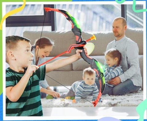 DUŻY ŁUK ŚWIECĄCY LED ZESTAW STRZELECKI STRZAŁY TARCZA KOŁCZAN BEZPIECZNY