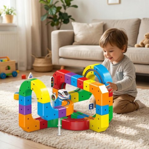 DUŻY MAGICZNY TOR KONSTRUKCYJNY 3D - ANTYGRAWITACYJNY POCIĄG 95 EL KOLEJKA