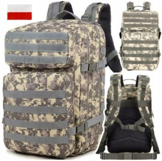 DUŻY PLECAK Wojskowy 45L Podróżny TAKTYCZNY TURYSTYCZNY Z Flagą