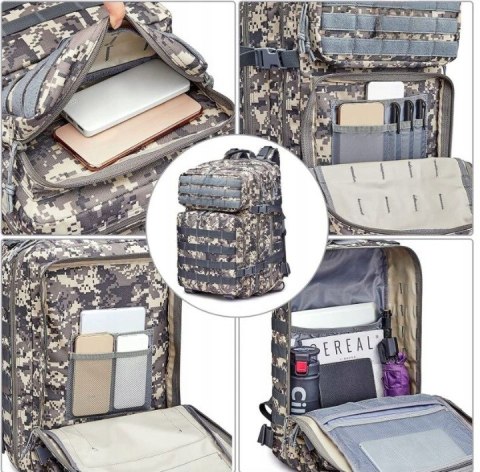 DUŻY PLECAK Wojskowy 45L Podróżny TAKTYCZNY TURYSTYCZNY Z Flagą