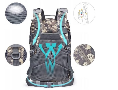 DUŻY PLECAK Wojskowy 45L Podróżny TAKTYCZNY TURYSTYCZNY Z Flagą