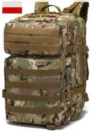 DUŻY PLECAK Wojskowy 45L Podróżny TAKTYCZNY TURYSTYCZNY Z Flagą