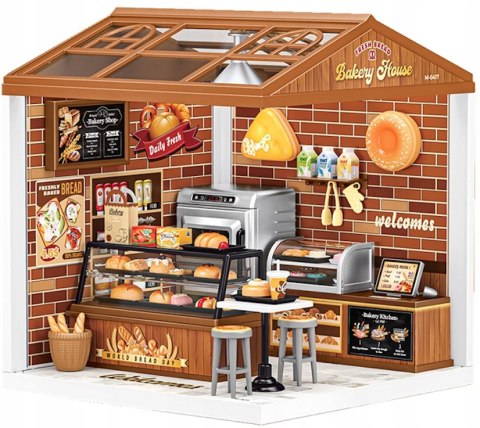 Domek dla Lalek PIEKARNIA Model 3D DIY do Złożenia 118 el. z LAMPKAMI