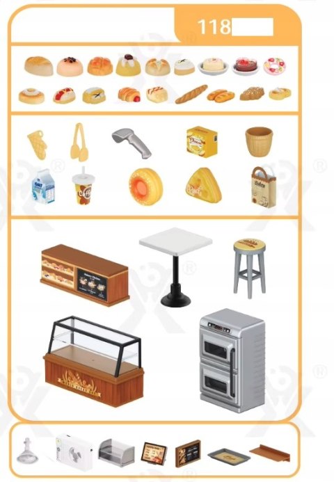 Domek dla Lalek PIEKARNIA Model 3D DIY do Złożenia 118 el. z LAMPKAMI