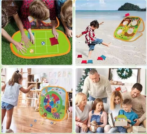 GRA ZRĘCZNOŚCIOWA Rzucanie Woreczkiem Do Celu Na Punkty Piłeczki 3w1