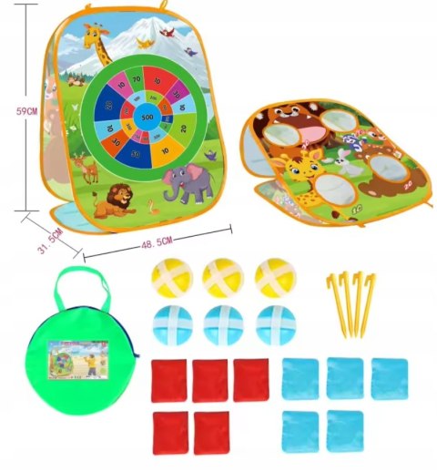 GRA ZRĘCZNOŚCIOWA Rzucanie Woreczkiem Do Celu Na Punkty Piłeczki 3w1