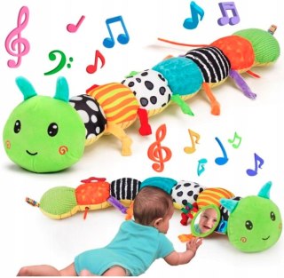 Gąsienica Pluszowa Sensoryczna dla Niemowląt Muzyka Antystresowa Lusterko