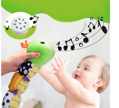 Gąsienica Pluszowa Sensoryczna dla Niemowląt Muzyka Antystresowa Lusterko