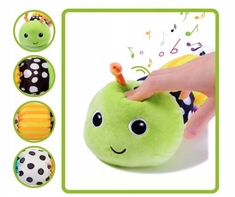 Gąsienica Pluszowa Sensoryczna dla Niemowląt Muzyka Antystresowa Lusterko