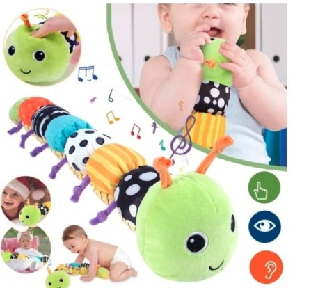 Gąsienica Pluszowa Sensoryczna dla Niemowląt Muzyka Antystresowa Lusterko