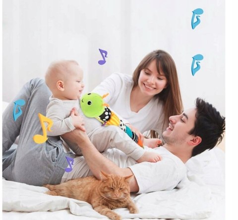 Gąsienica Pluszowa Sensoryczna dla Niemowląt Muzyka Antystresowa Lusterko