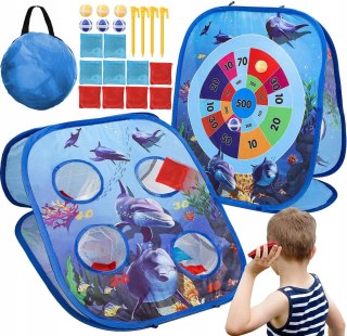 Gra Zręcznościowa Rzucanie Do Celu Woreczkami 3w1 PIŁECZKI Niebieska