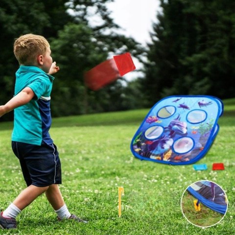 Gra Zręcznościowa Rzucanie Do Celu Woreczkami 3w1 PIŁECZKI Niebieska