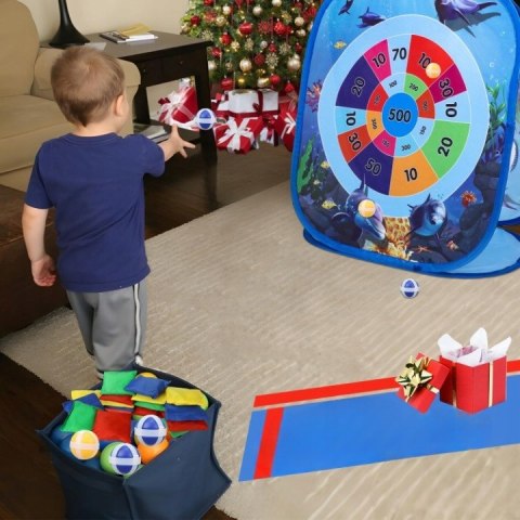 Gra Zręcznościowa Rzucanie Do Celu Woreczkami 3w1 PIŁECZKI Niebieska