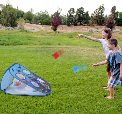 Gra Zręcznościowa Rzucanie Do Celu Woreczkami 3w1 PIŁECZKI Niebieska