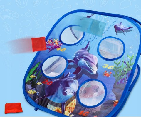 Gra Zręcznościowa Rzucanie Do Celu Woreczkami 3w1 PIŁECZKI Niebieska