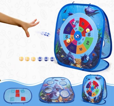 Gra Zręcznościowa Rzucanie Do Celu Woreczkami 3w1 PIŁECZKI Niebieska