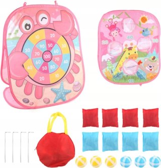 Gra Zręcznościowa Rzucanie Do Celu Woreczkami 3w1 PIŁECZKI Różowa