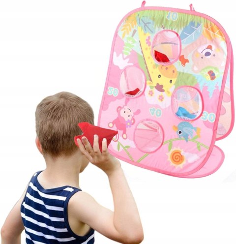 Gra Zręcznościowa Rzucanie Do Celu Woreczkami 3w1 PIŁECZKI Różowa