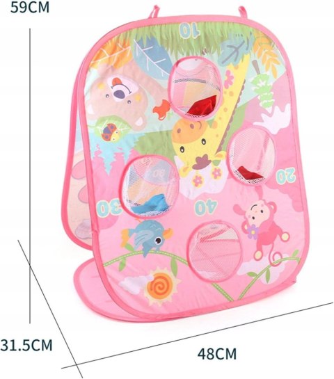 Gra Zręcznościowa Rzucanie Do Celu Woreczkami 3w1 PIŁECZKI Różowa