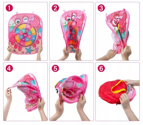 Gra Zręcznościowa Rzucanie Do Celu Woreczkami 3w1 PIŁECZKI Różowa