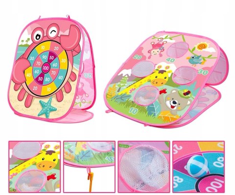 Gra Zręcznościowa Rzucanie Do Celu Woreczkami 3w1 PIŁECZKI Różowa