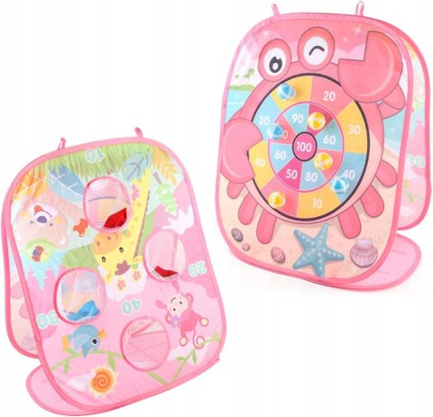 Gra Zręcznościowa Rzucanie Do Celu Woreczkami 3w1 PIŁECZKI Różowa