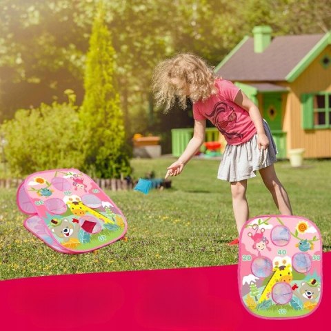 Gra Zręcznościowa Rzucanie Do Celu Woreczkami 3w1 PIŁECZKI Różowa