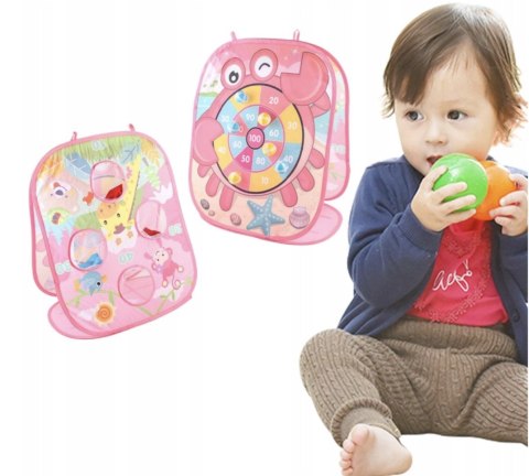 Gra Zręcznościowa Rzucanie Do Celu Woreczkami 3w1 PIŁECZKI Różowa