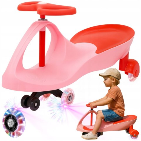 JEŹDZIK Grawitacyjny Dziecięcy Pojazd Bez Pedałów LED Kółkami AUTO Różowy