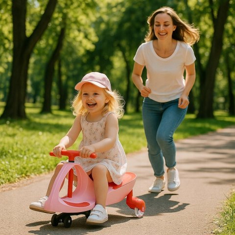 JEŹDZIK Grawitacyjny Dziecięcy Pojazd Bez Pedałów LED Kółkami AUTO Różowy