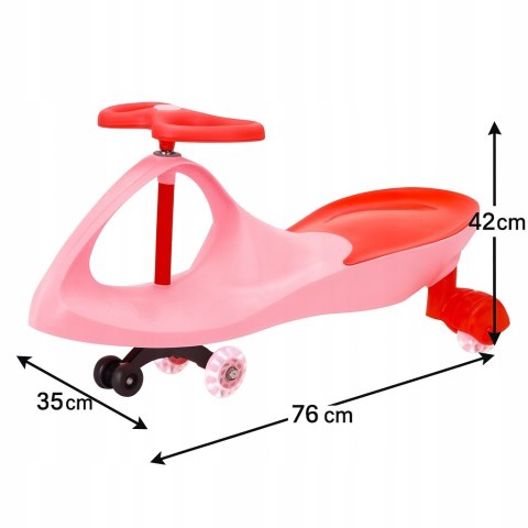 JEŹDZIK Grawitacyjny Dziecięcy Pojazd Bez Pedałów LED Kółkami AUTO Różowy