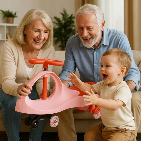 JEŹDZIK Grawitacyjny Dziecięcy Pojazd Bez Pedałów LED Kółkami AUTO Różowy