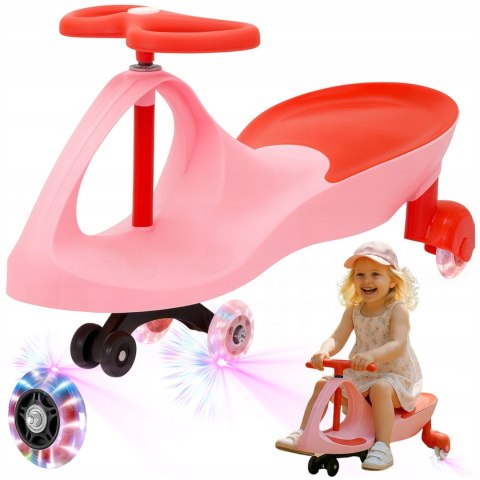 JEŹDZIK Grawitacyjny Dziecięcy Pojazd Bez Pedałów LED Kółkami AUTO Różowy