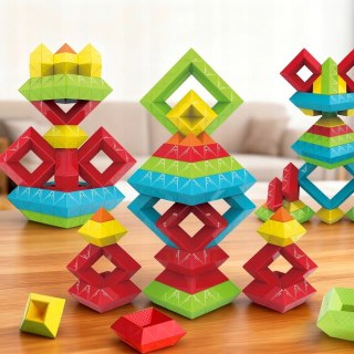 KLOCKI Konstrukcyjne Geometryczne MONTESSORI Figury Piramida 45 el. Prezent