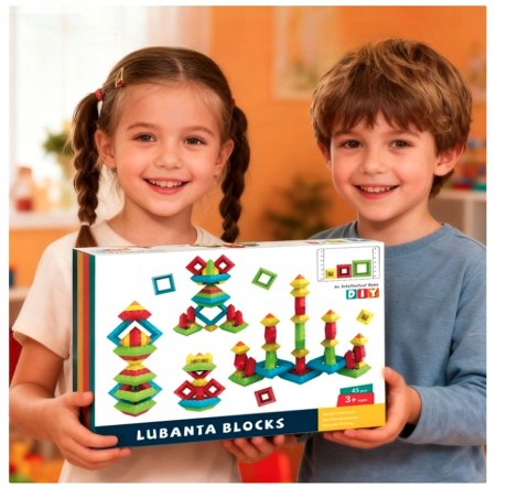 KLOCKI Konstrukcyjne Geometryczne MONTESSORI Figury Piramida 45 el. Prezent
